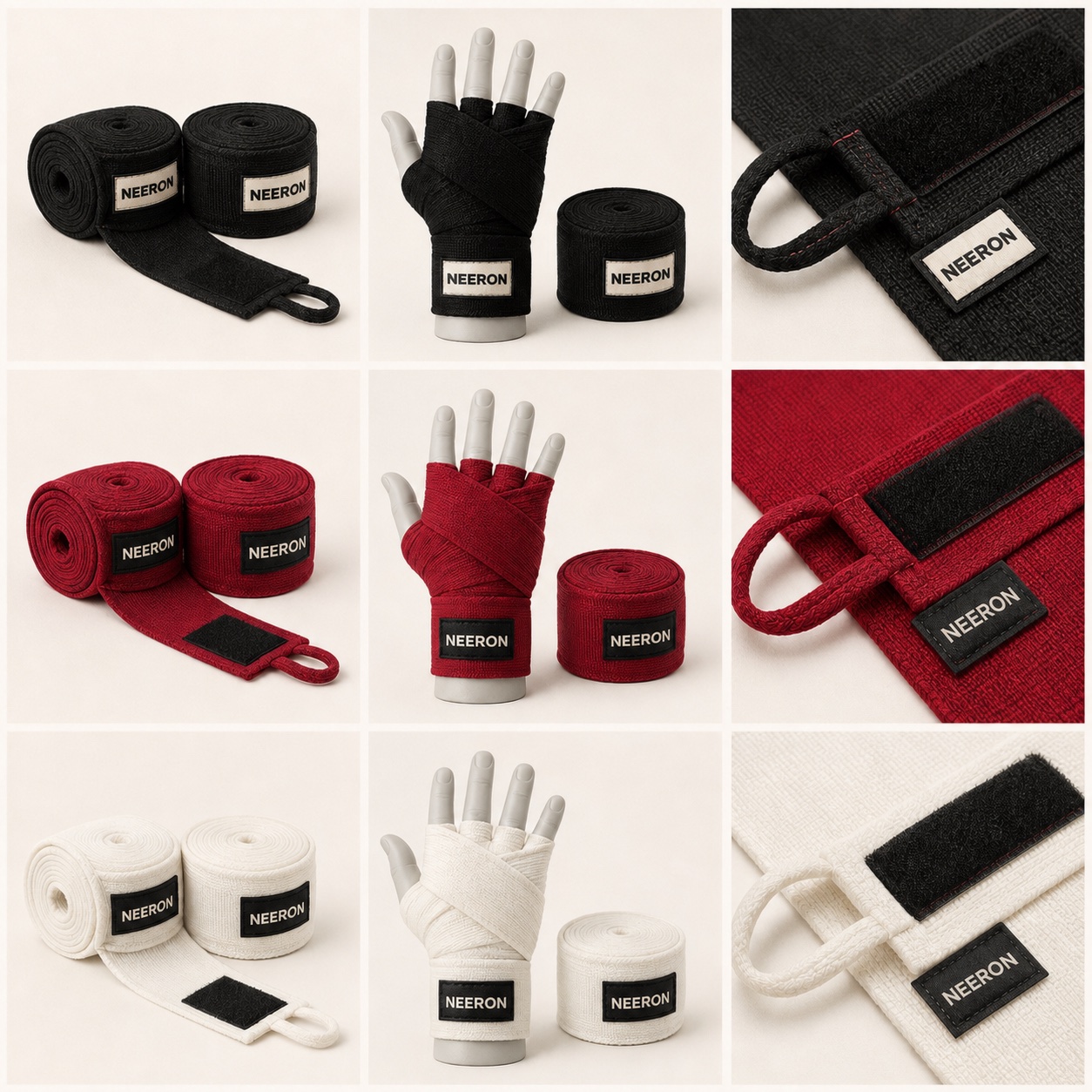 Foundation Hand Wraps in Carbon / Ivory