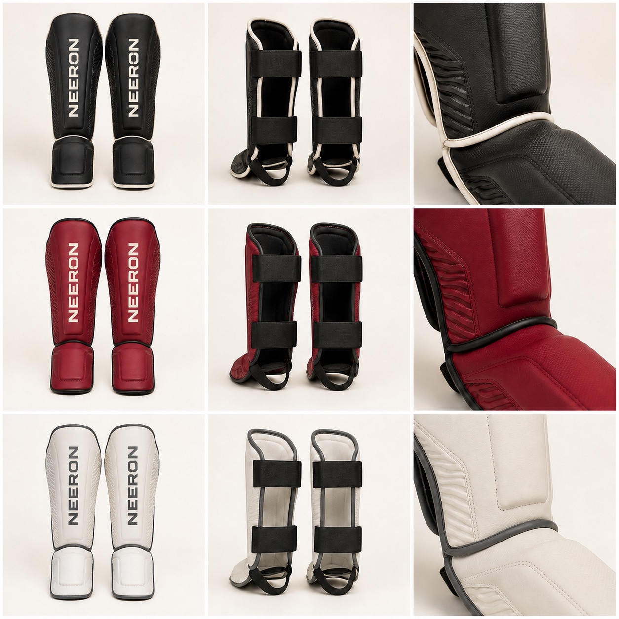 Axis Muay Thai Shin Guards in Carbon / Ivory
