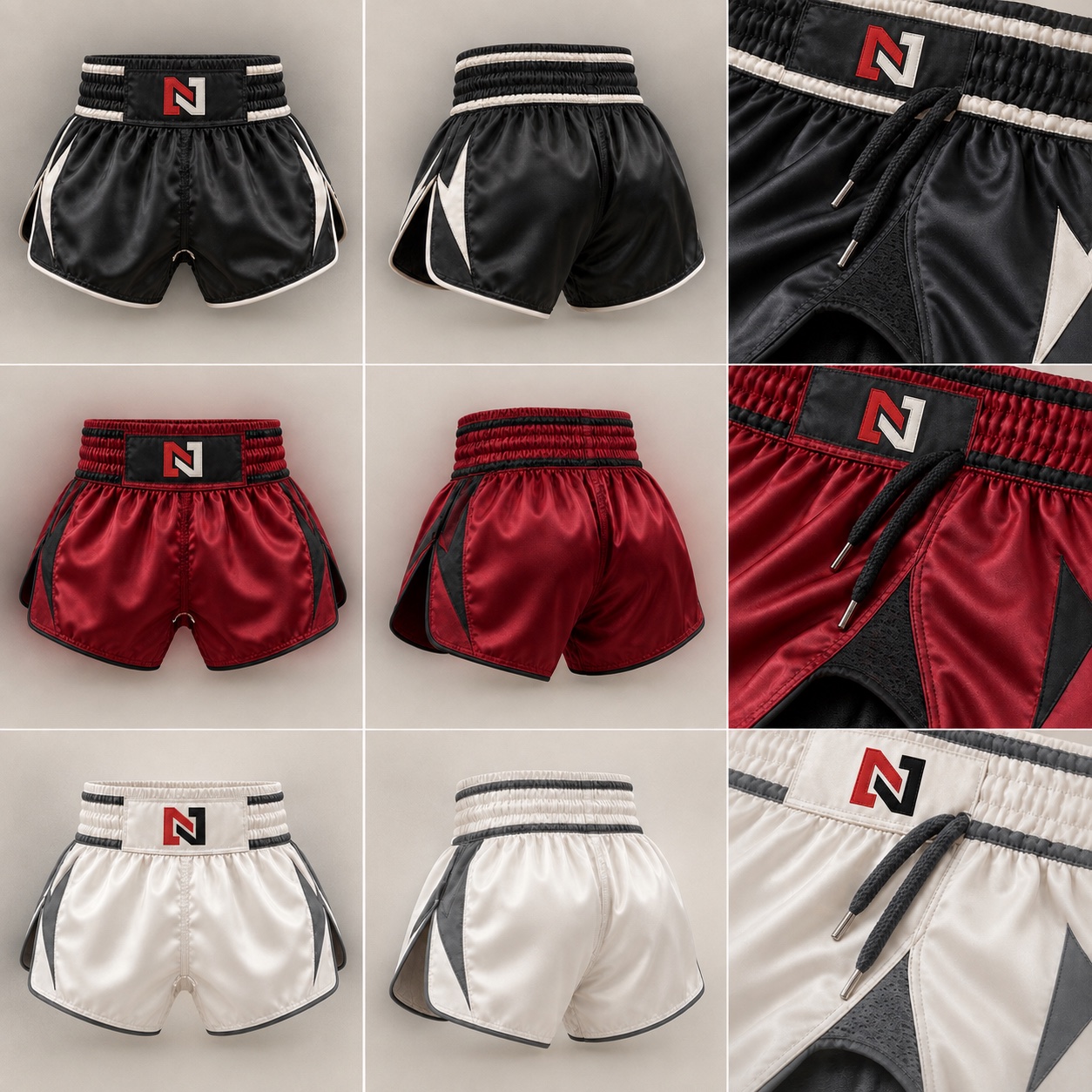 Stadium Muay Thai Shorts in Carbon / Ivory